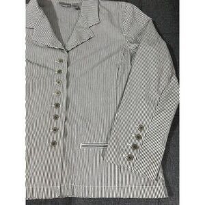Chicos Jacket Women 3 (XL) Black‎ White Striped Military Utility Career Workwear